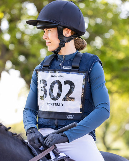 Woof Wear Event Number Bib Black with Number 302. Equestrian Eventing Number Holder for Horse Riding Competitions