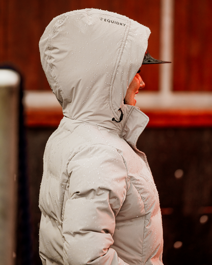 EQUIDRY Waterproof Riding Puffer Jacket - Thora Women's Sand: Equestrian Winter Coat