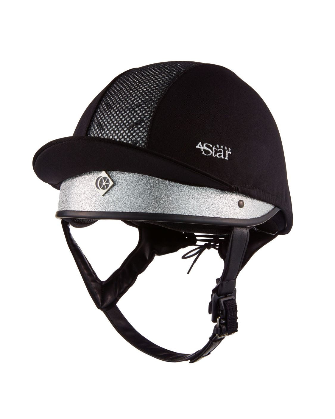 Charles Owen 4 Star Jockey Helmet Silver - Equestrian Safety Gear