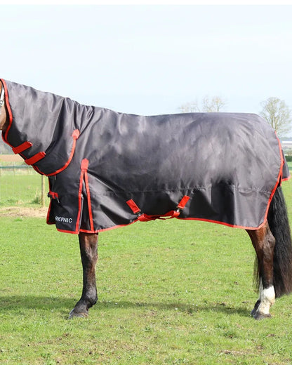 HYCONIC 200G Combi Turnout Rug Charcoal/Red - Waterproof Horse Rug Equiflair