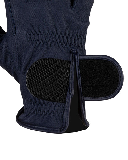 Equestro Unisex Gloves In Synthetic Leather With Tear Away Closure Navy