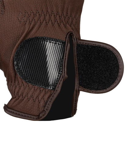 Equestro Unisex Gloves In Synthetic Leather With Tear Away Closure Dark Brown