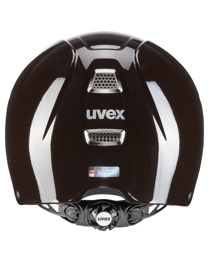 UVEX Perfexxion III Shiny Riding Helmet - Mocca. Hybrid hardshell & in-mould design. Lightweight, ventilated, elegant riding helmet.