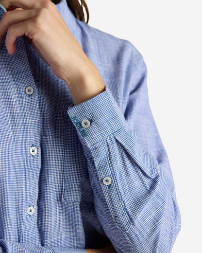 Joules Ida Blue Puppytooth Long Sleeve Cotton Shirt | Equiflair