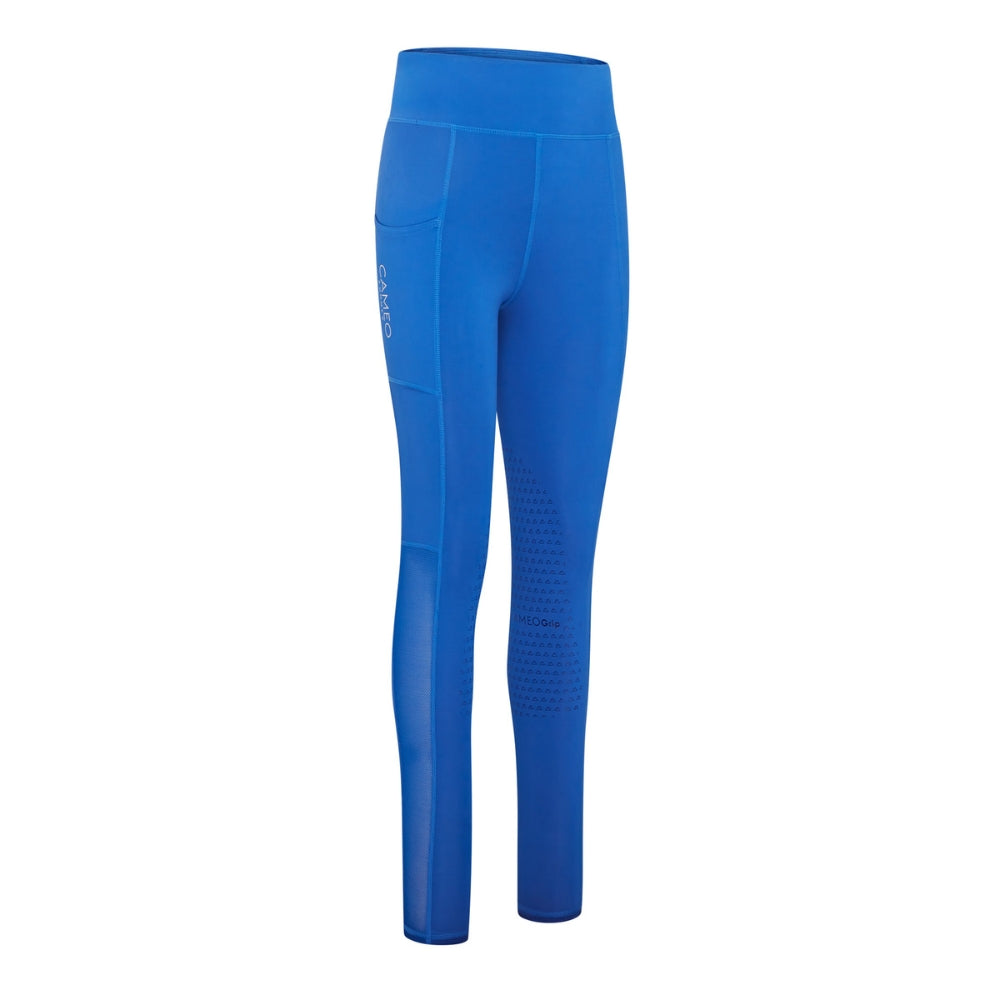 CAMEO Royal Blue Summer Riding Tights - Equestrian Leggings with Silicone Grip & Pocket. Comfort & Style for Horse Riding.