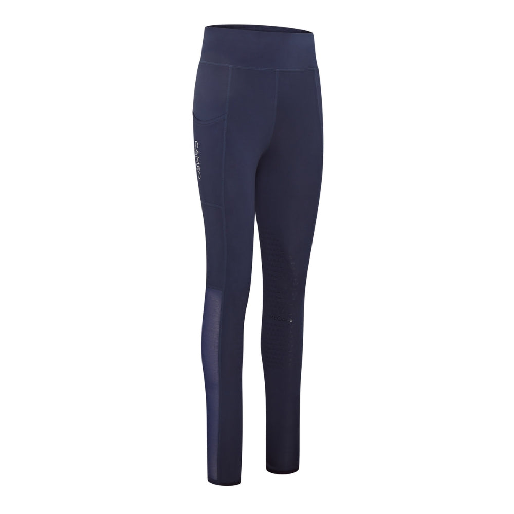 CAMEO Summer Navy Riding Tights: Equestrian Leggings with Silicone Grip and Pocket