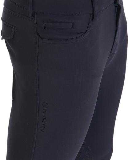Equestro Men's Slim Fit Grip Breeches With Logo Navy Blazer