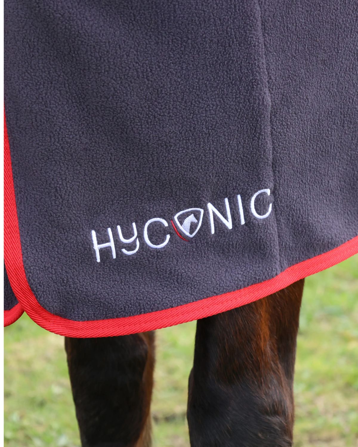 HyCONIC Fleece Horse Rug - Charcoal with Red Trim - Equiflair