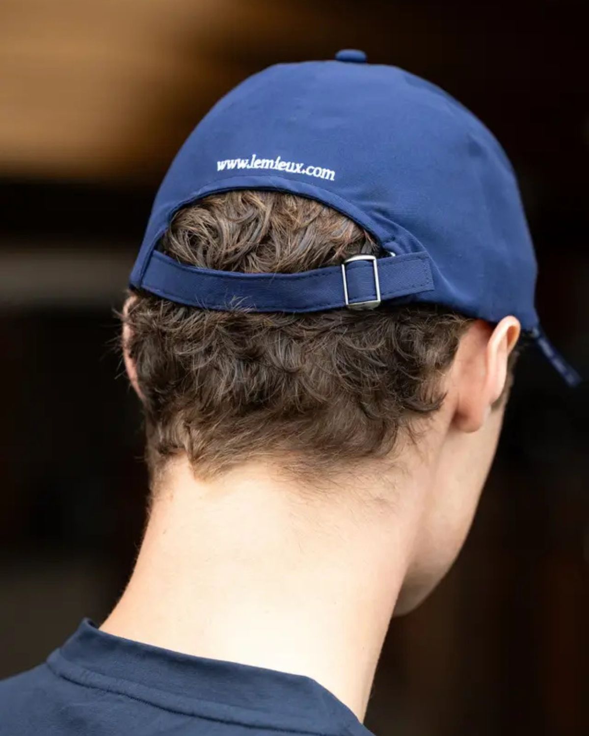 LeMieux Union Jack Navy Baseball Cap Back View - Equestrian Style Hat with Ponytail Slot