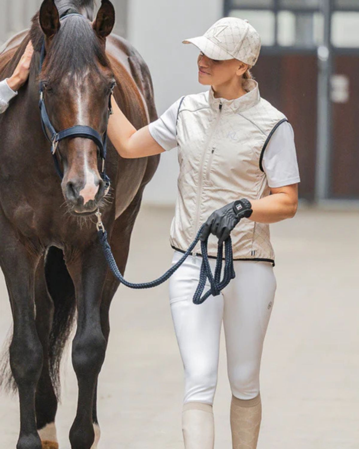 KINGSLAND KLJEAN Beige Bodywarmer: Equestrian Women's Warm-Up Vest from Equiflair. Horse riding apparel.