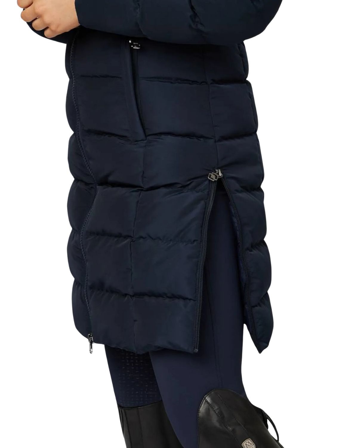 Lemieux Gina Navy Three Quarter Coat: Equestrian Winter Fashion, Detachable Hood