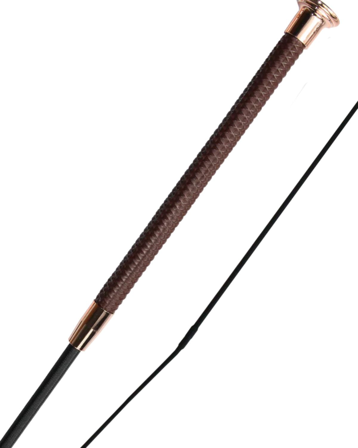 Woof Wear Chocolate Dressage Whip: Faux Leather Grip, Rose Gold Detail
