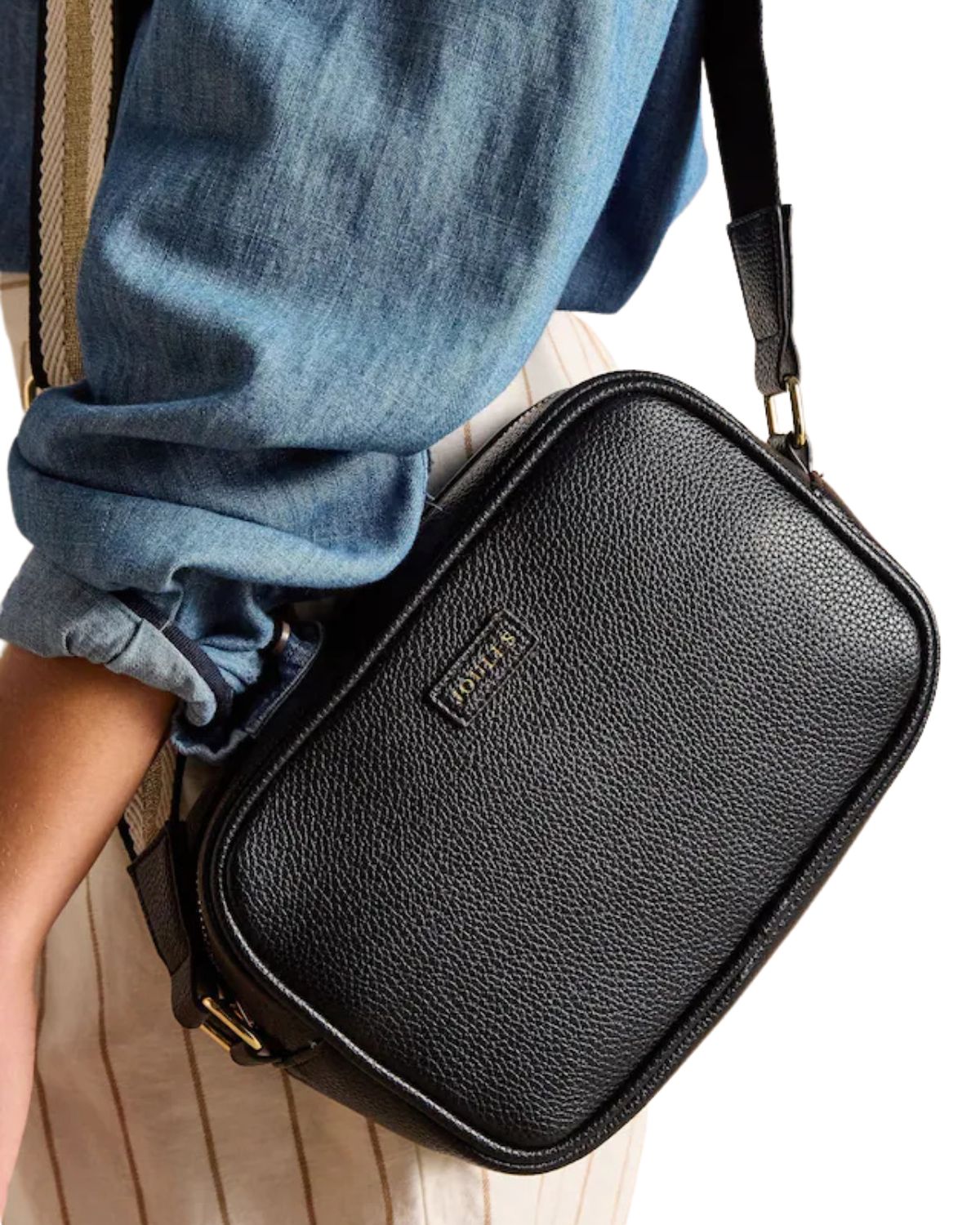 Joules Trent Black Faux Leather Cross Body Bag (15x22x7cm) | Equiflair