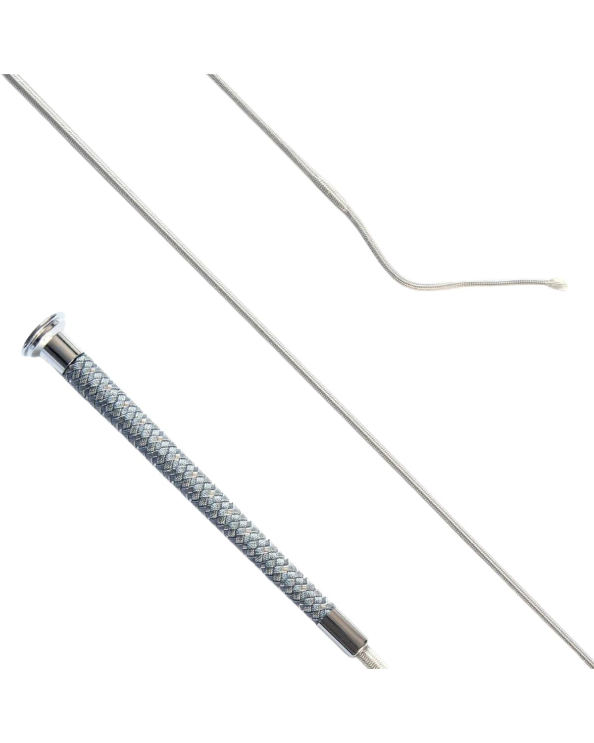 KM Elite Dressage Whip with Silver Braided Grip Grey