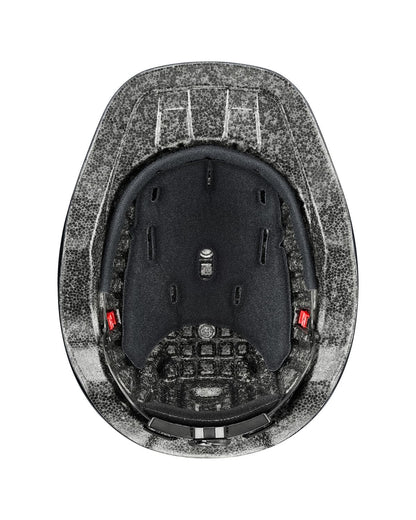 UVEX KIDDOX Matt Junior Riding Helmet - Black: Top view of the protective riding gear for kids by Equiflair