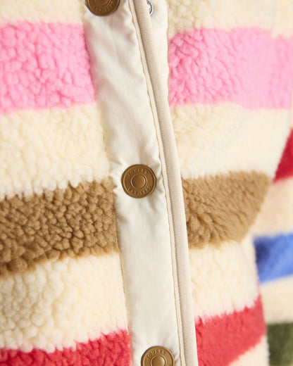 Joules Cream Multi Bright Striped Borg Fleece Jacket | Equiflair