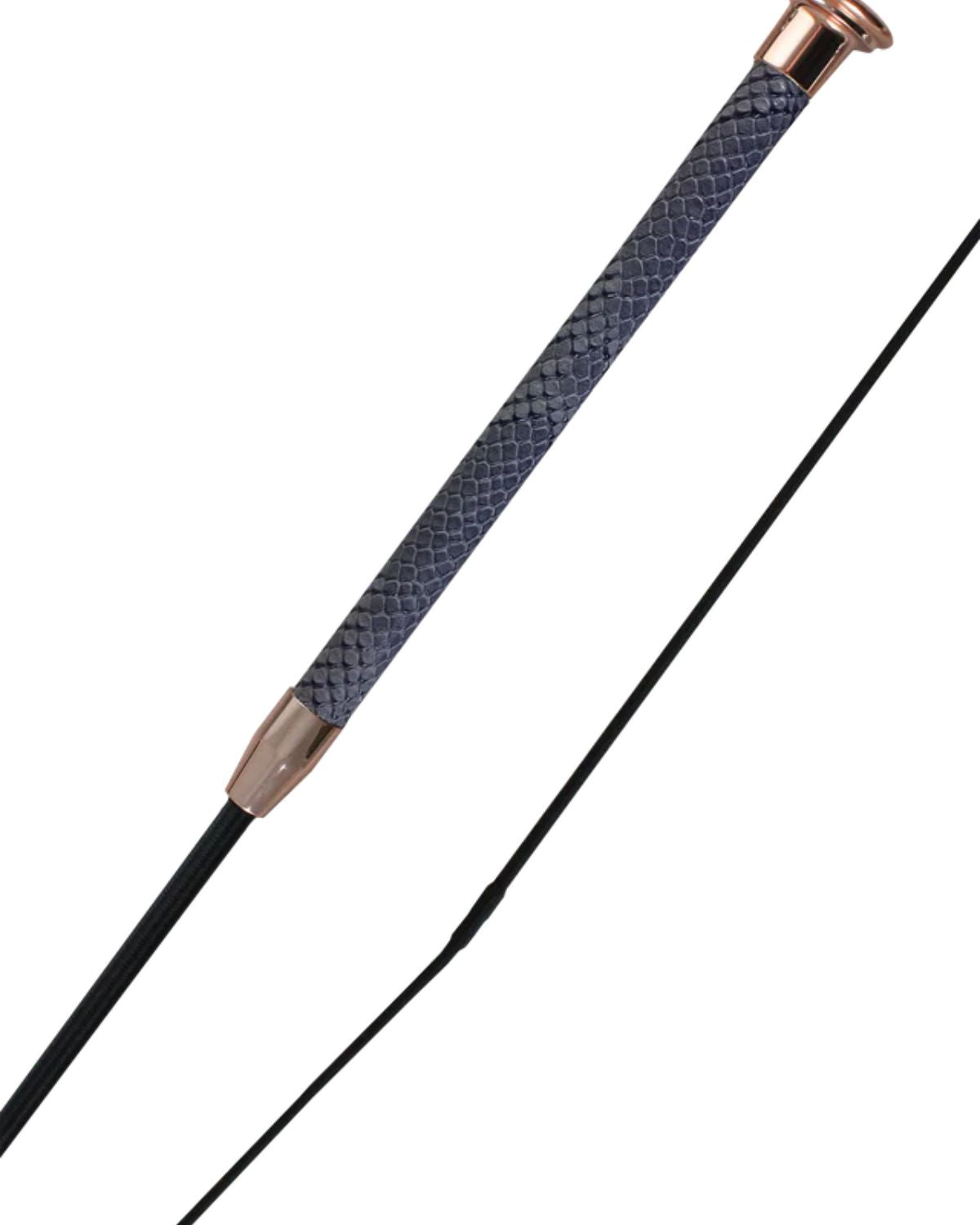 Woof Wear Reptile Dressage Whip - Grey Snakeskin, Rose Gold Accents