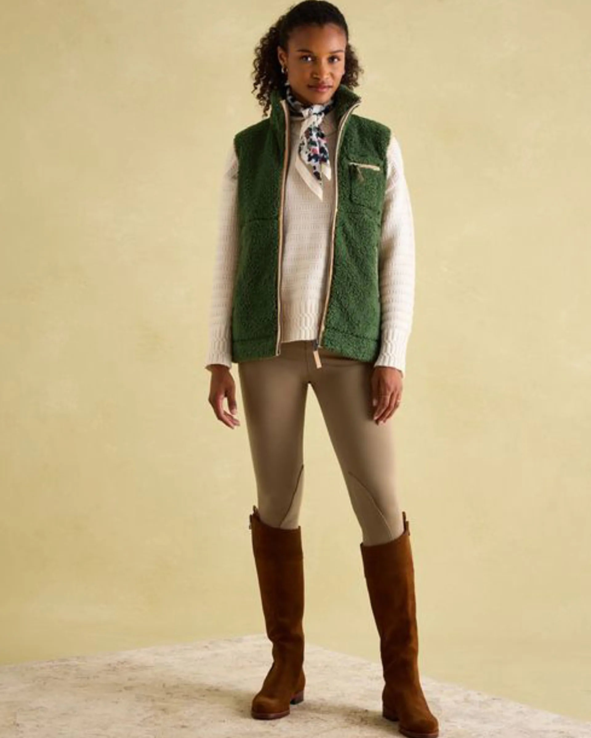 Joules Mallory Green Fleece Gilet - Women's Warm & Stylish Vest. Equestrian country clothing dog walking outfit. Shop Equiflair!