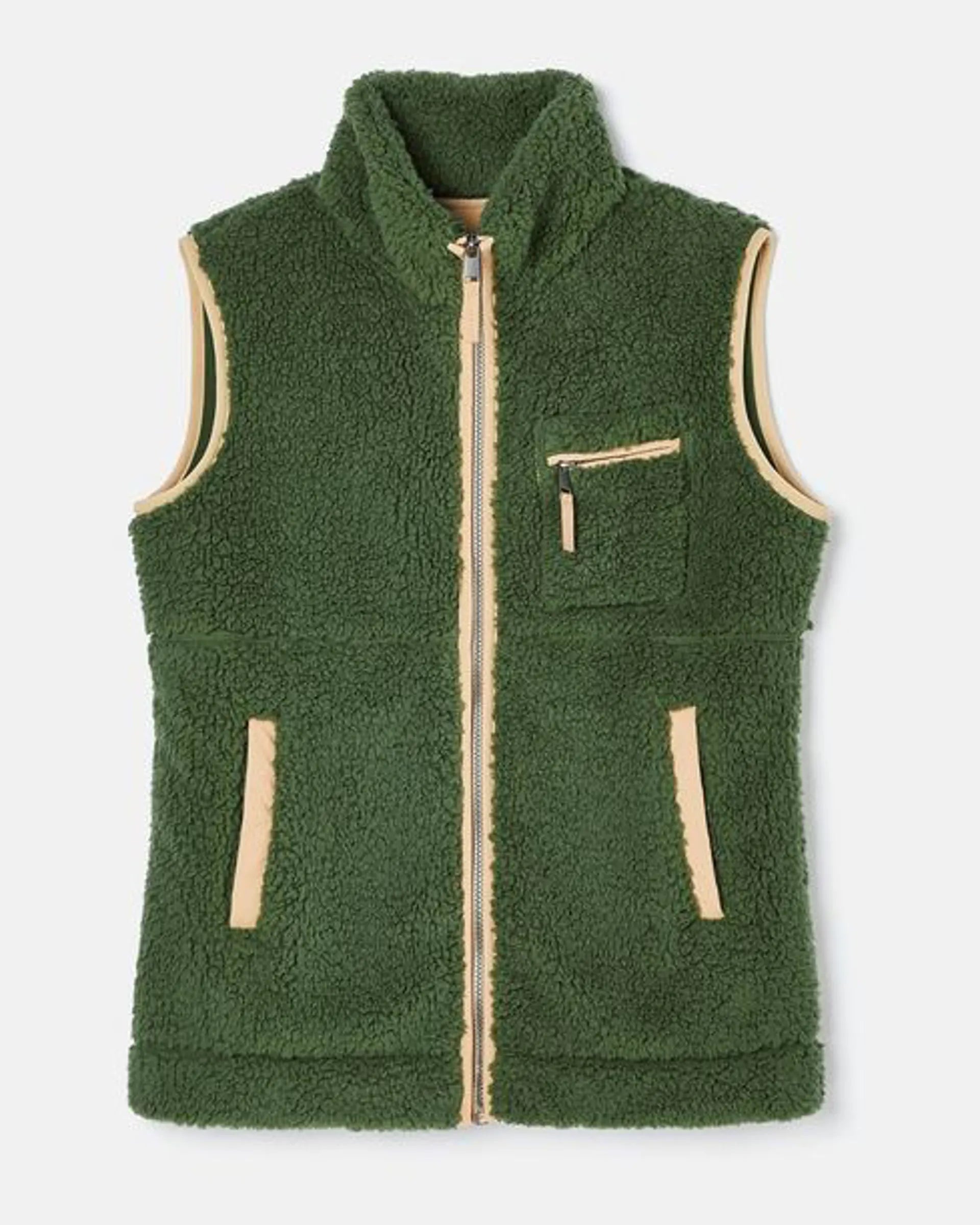Joules Mallory Green Fleece Gilet: Women's Sleeveless Fleece Vest, Warm & Stylish Outerwear