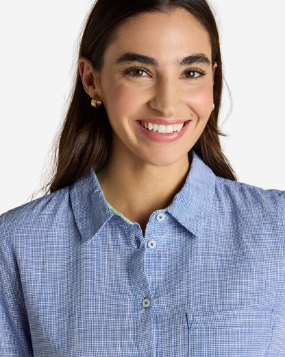 Joules Ida Blue Puppytooth Long Sleeve Cotton Shirt | Equiflair