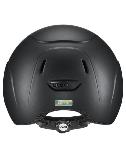 UVEX KiddoX Matt Junior Helmet - Black: Back View. Adjustable Riding Helmet for Kids