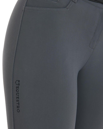 Equestro Women's Slim Fit Grip Breeches With Logo Asphalt