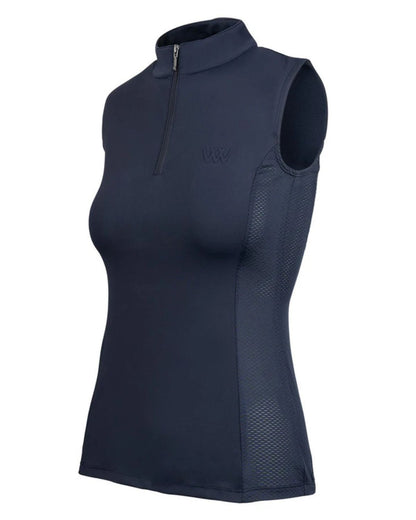 Navy Sleeveless Tech Riding Shirt - WOOF WEAR iFlex Pro Equestrian Top, Breathable Horse Riding Apparel for Women
