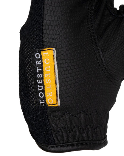 Equestro Unisex Gloves In Technical Fabric And Mesh Black