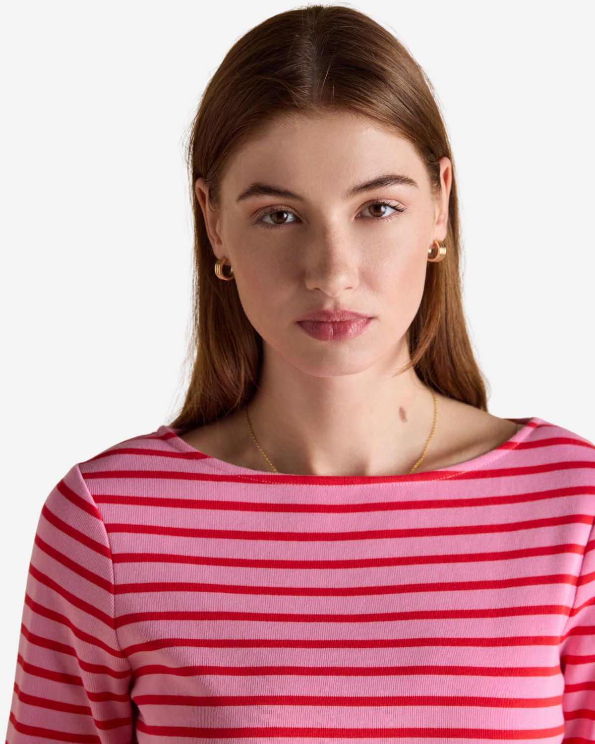 Joules Harbour Pink & Red Striped Boat Neck Long Sleeve Breton Top | Equiflair