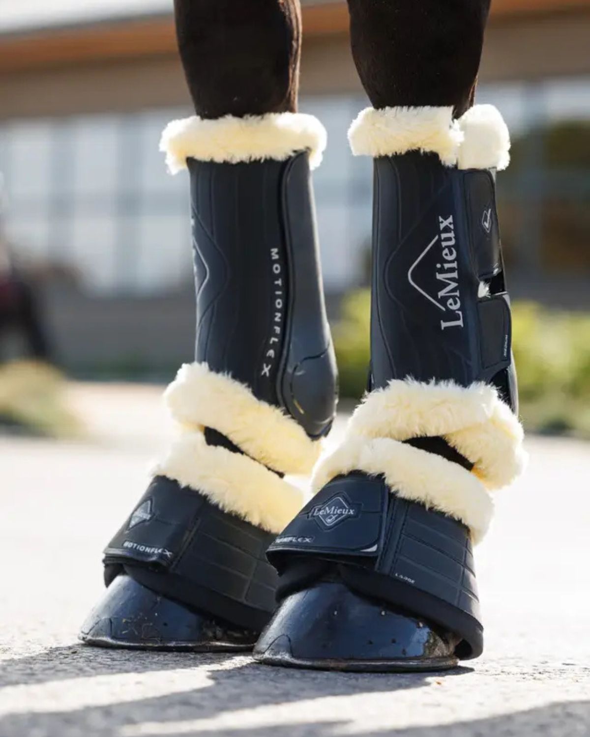 LeMieux Motionflex Over Reach Boot with Fleece Edge Black/Natural