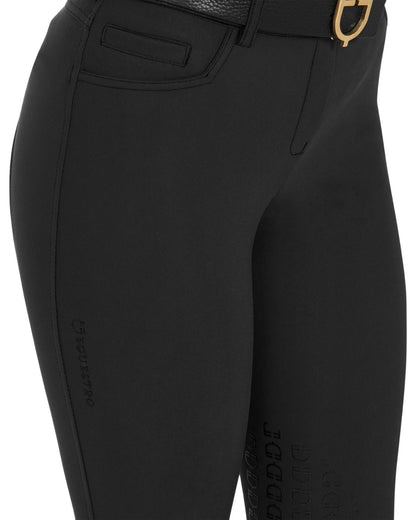 Equestro Women's Slim Fit Grip Breeches With Logo Black