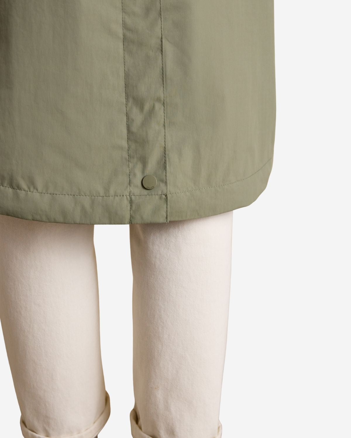 Joules Hensley Khaki Green Longline Waterproof Coat with Packable Hood