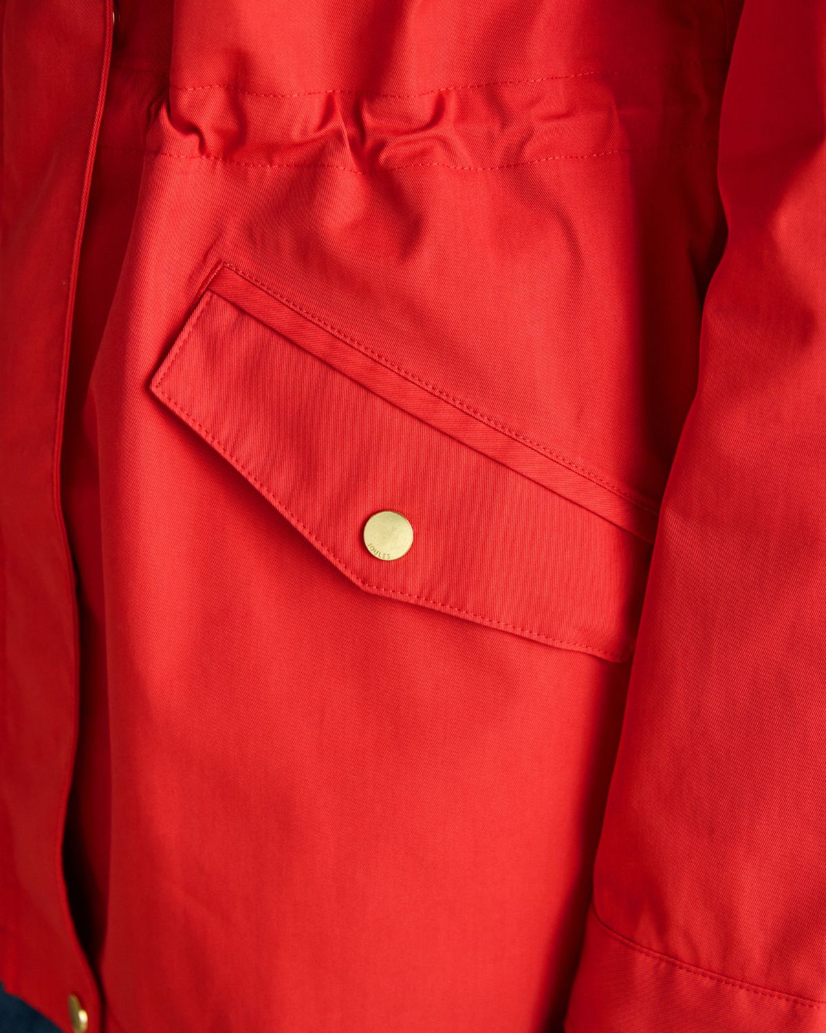 JOULES PORTWELL Red Raincoat: Hooded, Waterproof, Adjustable Waist - Equiflair