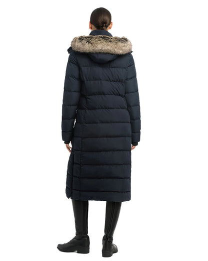 LeMieux Harper Navy Longline Puffer Coat with Fur Hood - Women's Winter Fashion