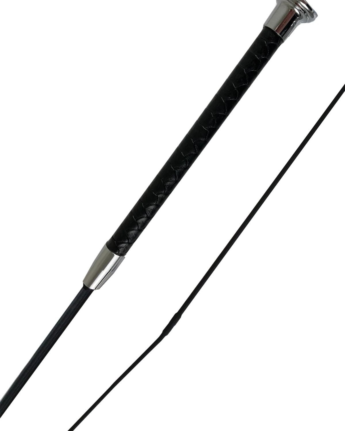 Woof Wear Reptile Dressage Whip: Black & Silver with Faux Snakeskin Grip - Premium Equestrian Riding Whip