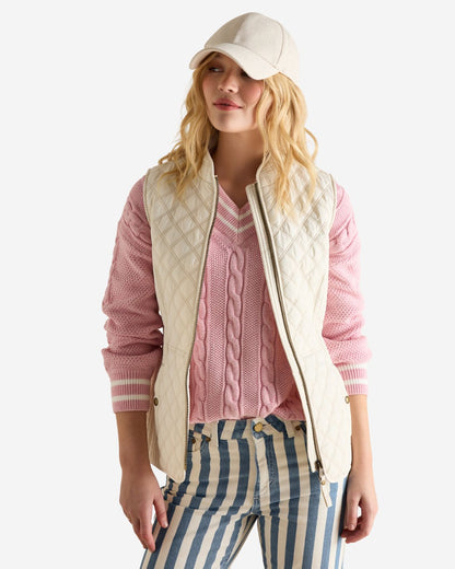 Joules Minx Showerproof Diamond Quilted Gilet Cream