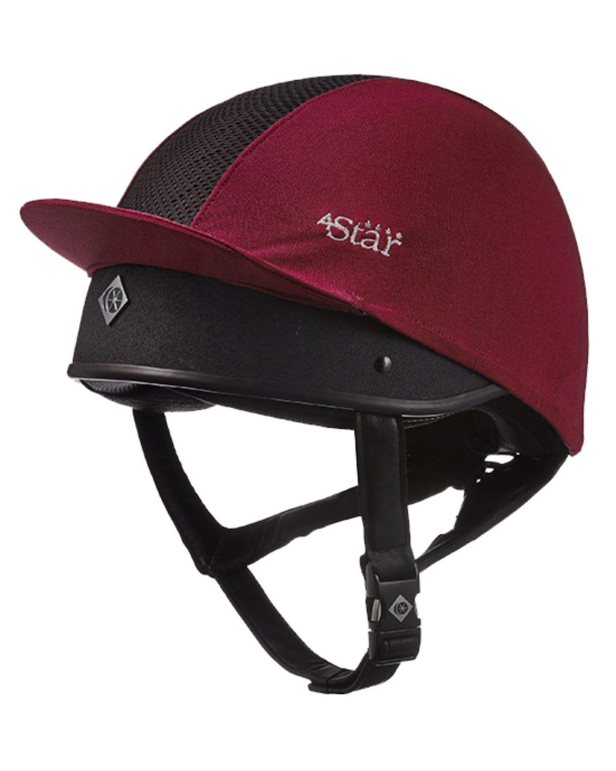 CHARLES OWEN 4 STAR MAROON VENTED SILK Helmet Cover - Cross Country Skull Cap Accessory, Equiflair