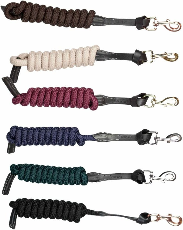 CAMEO Lead Ropes: Brown, Beige, Burgundy, Navy, Green, Black - Leather Connector, Brass Clip