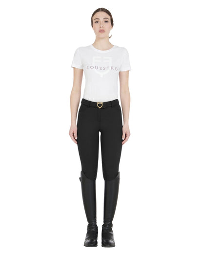 Equestro Women's Slim Fit Grip Breeches With Logo Black