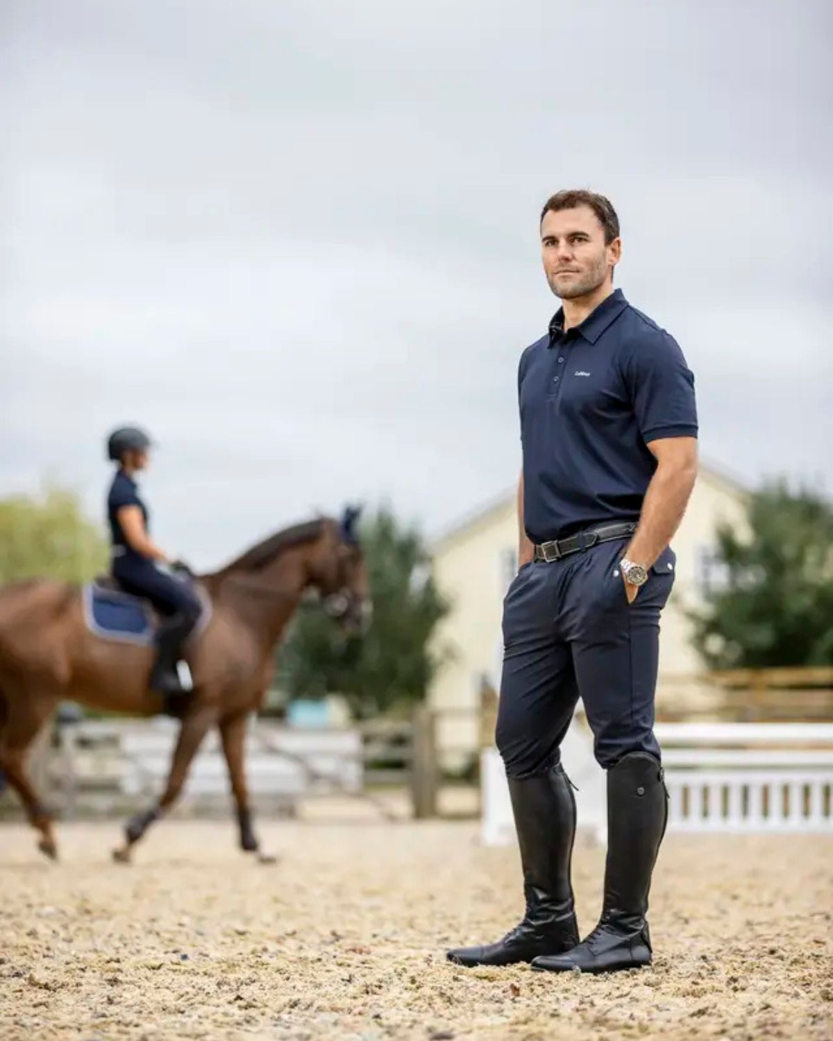 LeMieux Men's Elite Pleated Breeches in Navy: Equestrian Riding Apparel