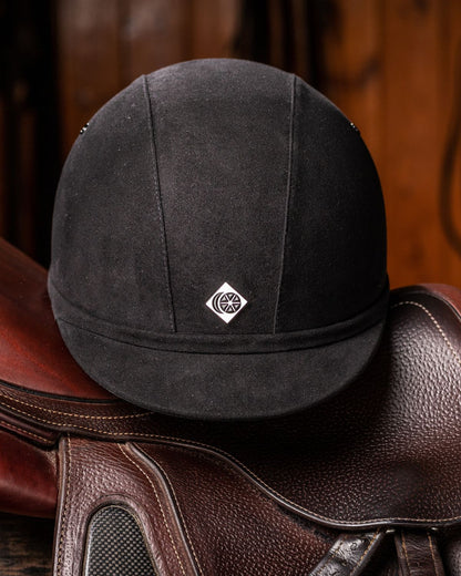 Charles Owen YR8 Junior Riding Helmet - Black Microfibre Suede Equestrian Safety Gear for Kids