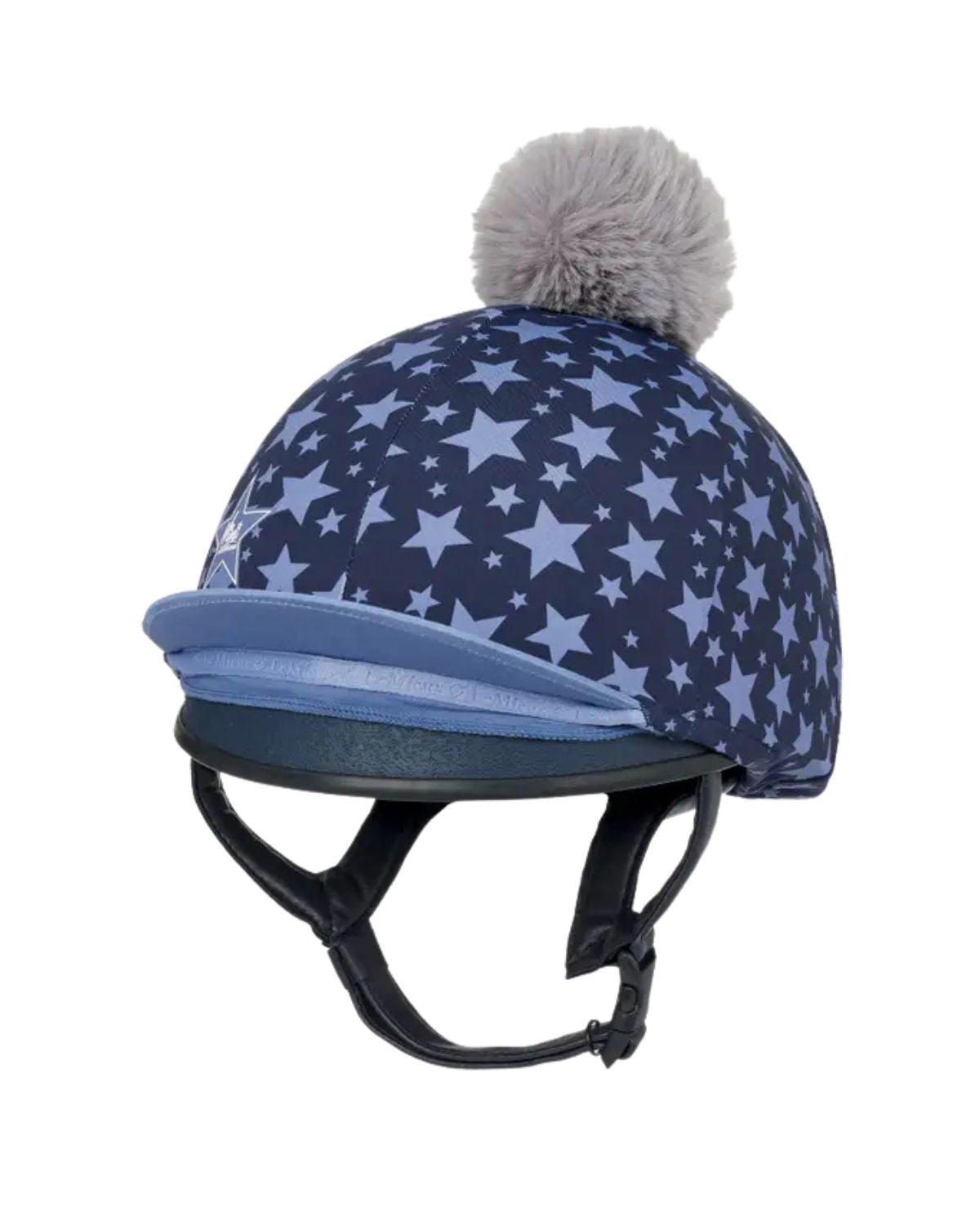 LeMieux Mini Indigo Star Hat Silk with Faux Fur Pom Pom | Kids Equestrian Helmet Cover