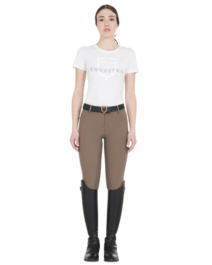 Equestro Women's Full Grip Slim Fit Breeches Walnut
