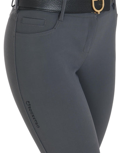 Equestro Women's Slim Fit Grip Breeches With Logo Asphalt