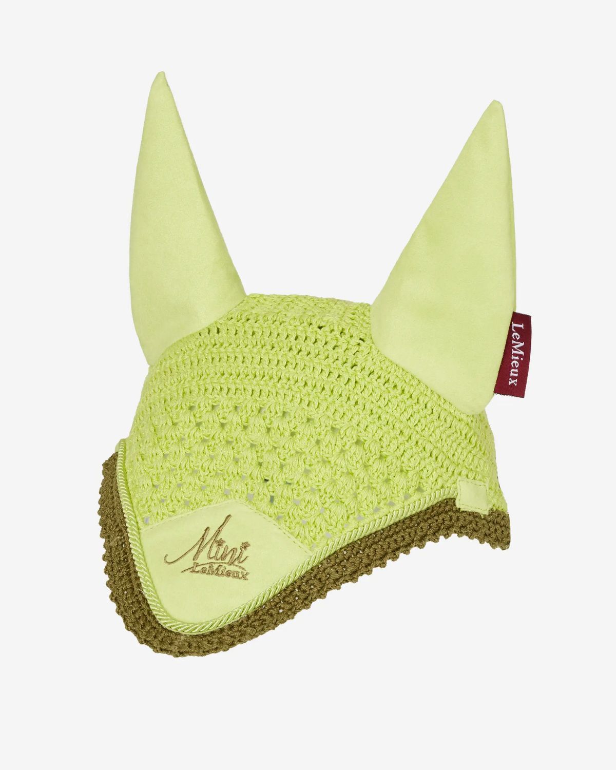 LeMieux Mini Fly Hood Kiwi for Ponies: Protect your pony from flies with this stylish, hand-made crochet fly hood from Equiflair.