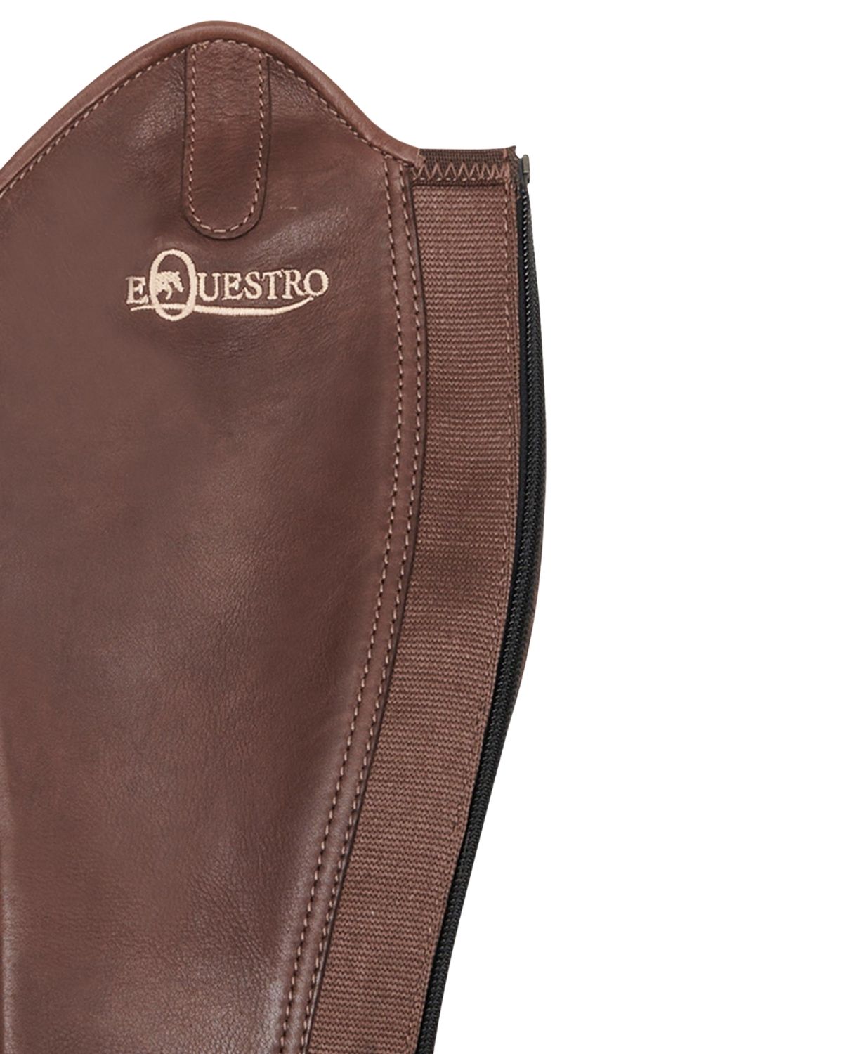 Equestro Unisex Soft Leather Gaiters With Rear Zip Brown