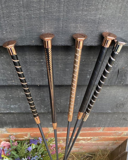 KM Elite Dressage Whips with Leather Grip & Rose Gold Cap - Equiflair | Horse Riding Accessories