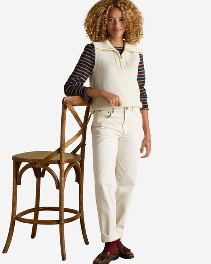 Joules Harbour Navy & Tan Boat Neck Long Sleeve Breton Stripe Top
