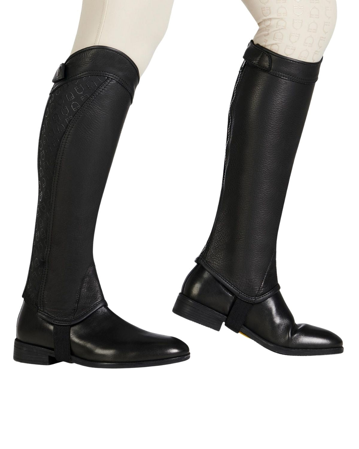 Equestro Unisex Gaiters Elastic Band With Logos Black