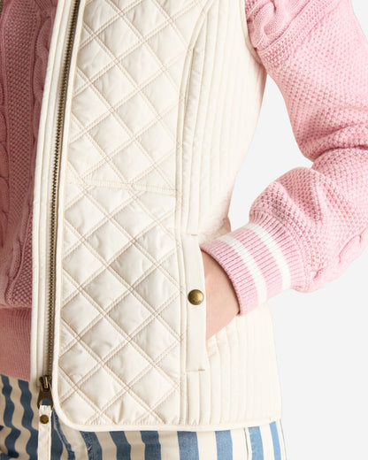 Joules Minx Showerproof Diamond Quilted Gilet Cream